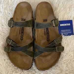 Birkenstock Franca Sandal / Jade green distressed leather